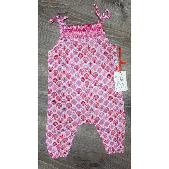 Egg New York Other - Egg New York Baby Infant‎ Girl Pink Sleeveless Seashell Beach Romper Sz 6 months